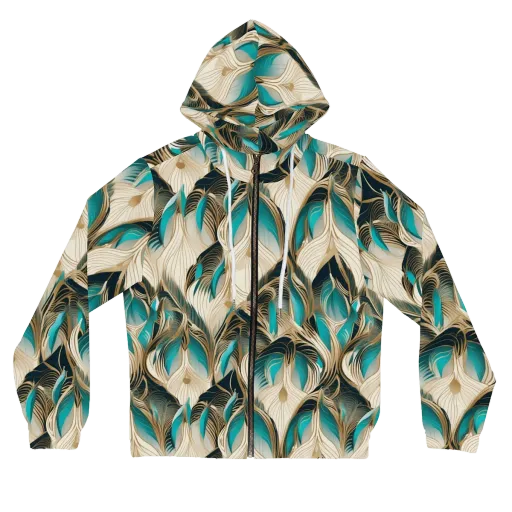 Peacock Botanica on a Women's Full-Zip Hoodie