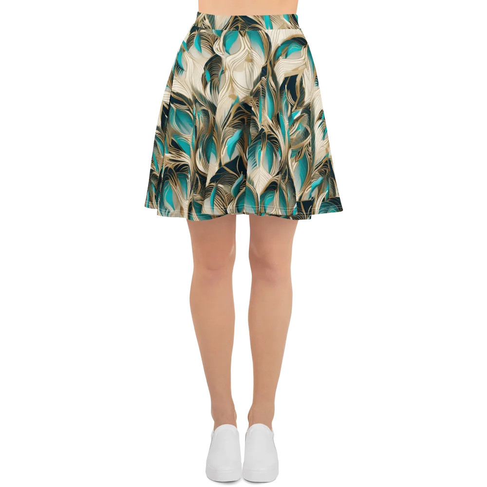 Peacock Botanica on Skater Skirt — Front