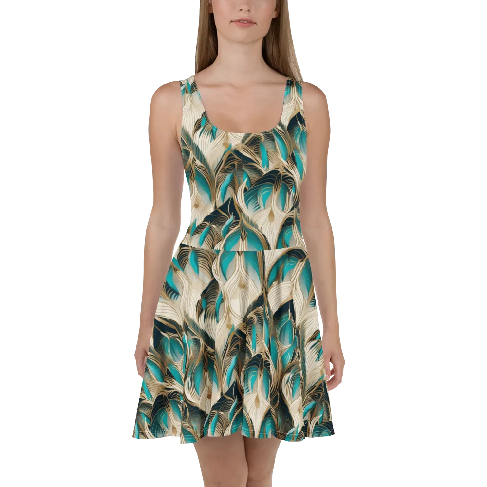 Peacock Botanica on Skater Dress — Front
