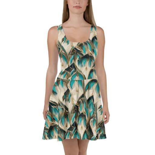 Peacock Botanica on a Skater Dress