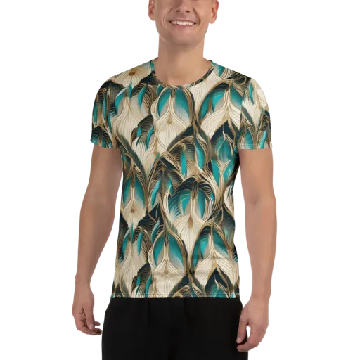 Peacock Botanica on a Men's Athletic T-Shirt