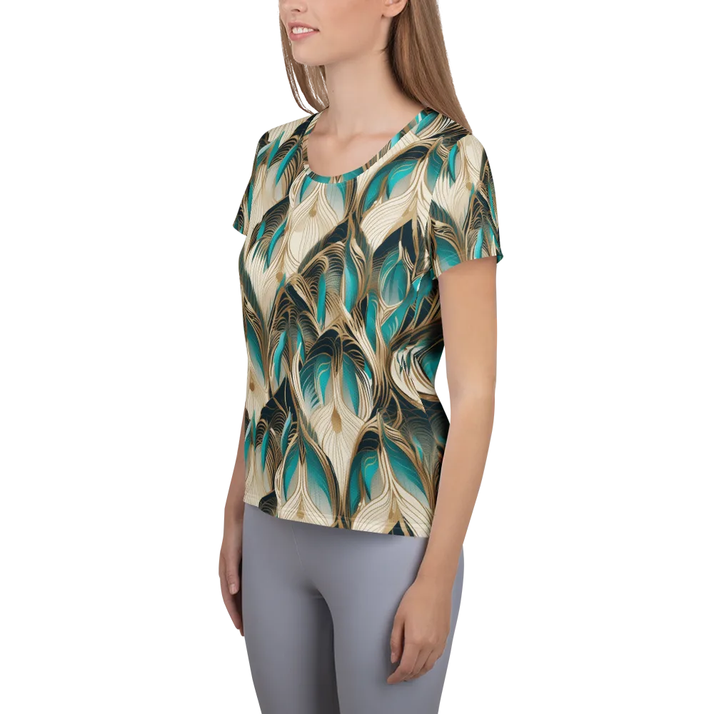 Peacock Botanica on Women's Athletic T-Shirt — Left