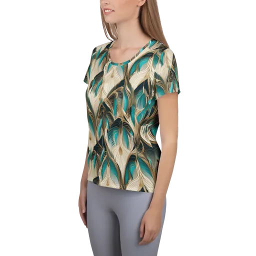 Peacock Botanica on a Women's Athletic T-Shirt