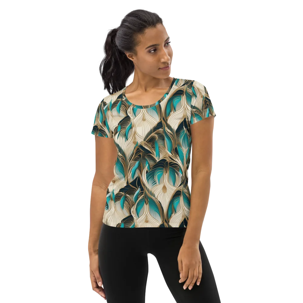 Peacock Botanica on Women's Athletic T-Shirt — Front
