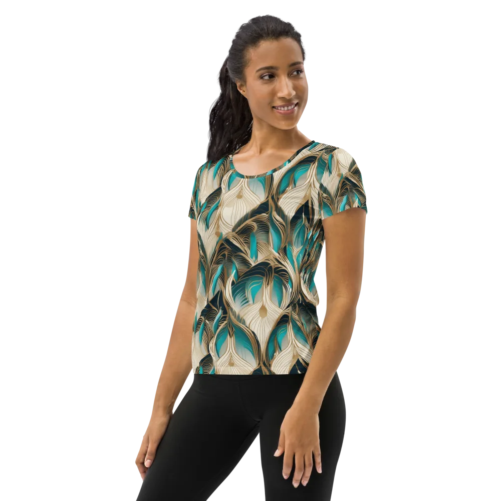 Peacock Botanica on Women's Athletic T-Shirt — Left