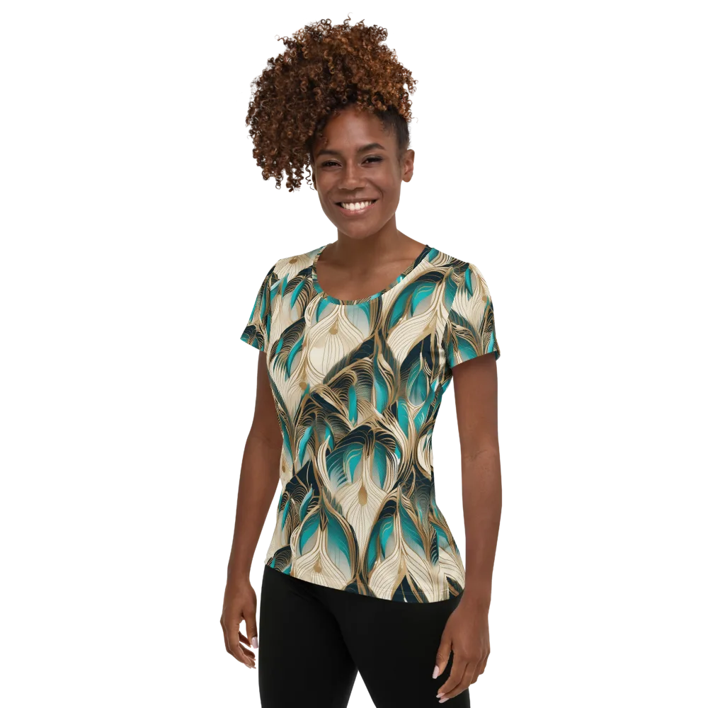 Peacock Botanica on Women's Athletic T-Shirt — Left