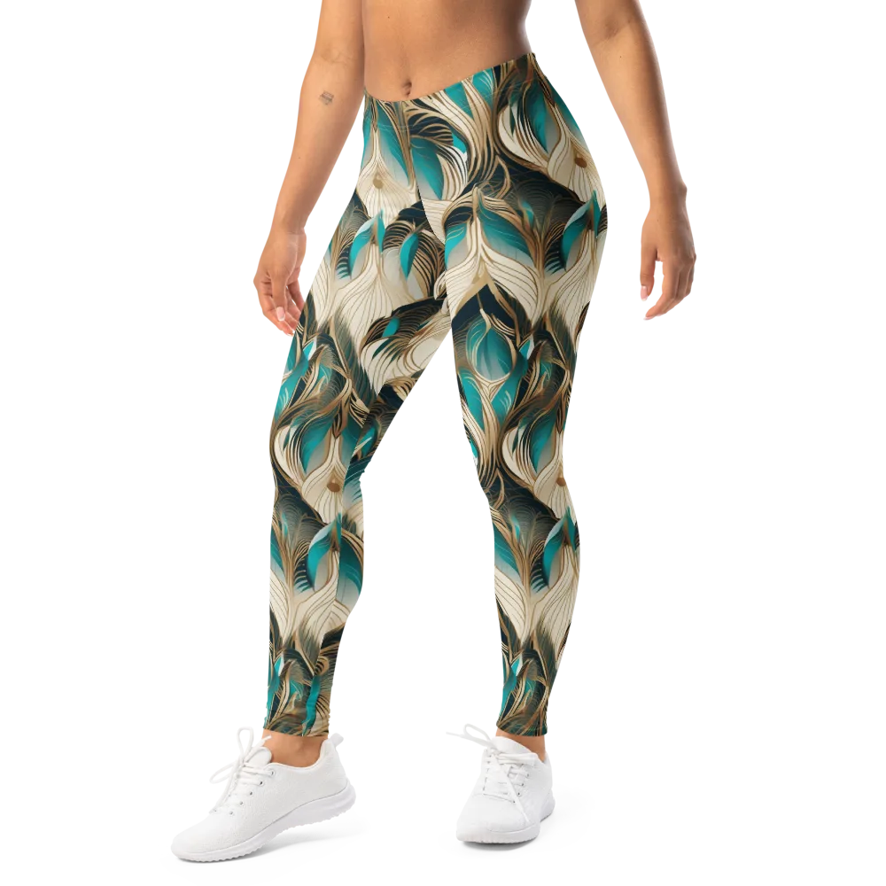 Peacock Botanica on Leggings — Left Front