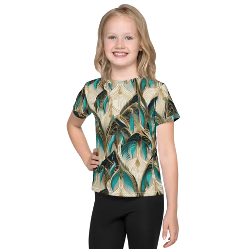 Peacock Botanica on a Kids Crew Neck T-Shirt