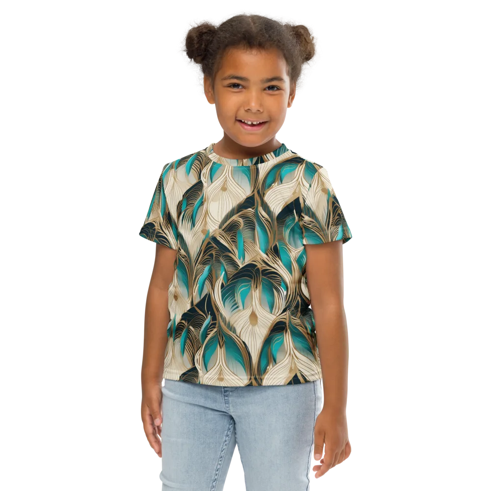 Peacock Botanica on Kids Crew Neck T-Shirt — Front