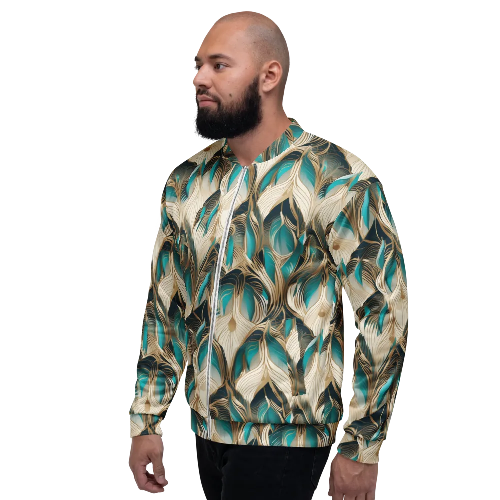 Peacock Botanica on Bomber Jacket — Left