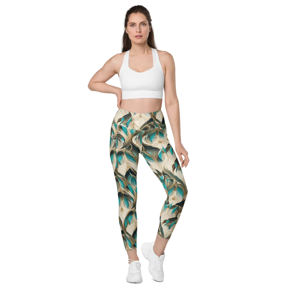 Peacock Botanica on Leggings with Pockets — Front
