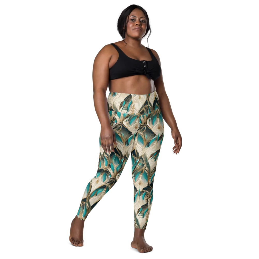 Peacock Botanica on Leggings with Pockets — Front