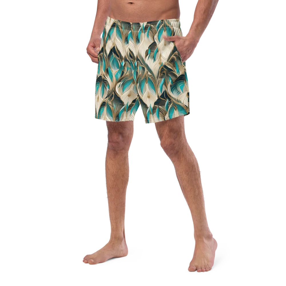 Peacock Botanica on Swim Trunks — Left Front