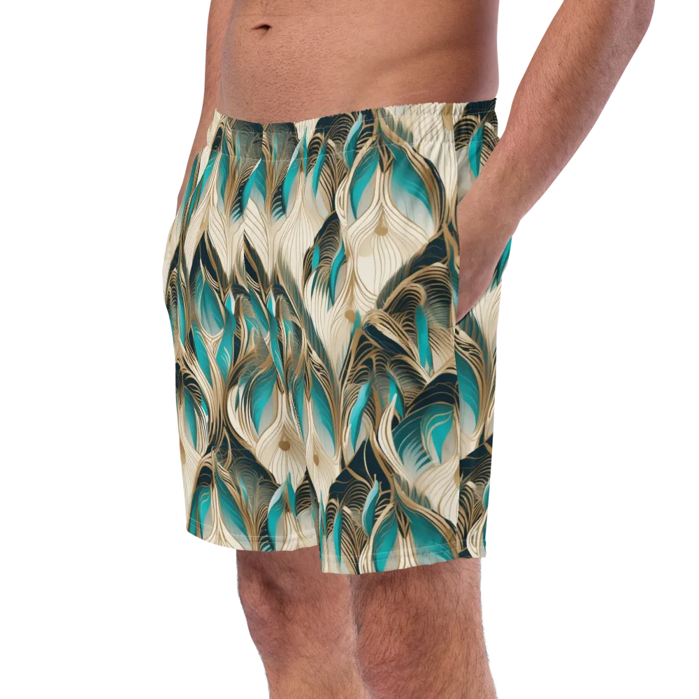 Peacock Botanica on Swim Trunks — Left Front