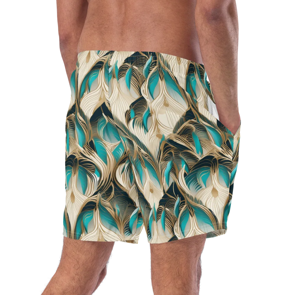 Peacock Botanica on Swim Trunks — Right Back