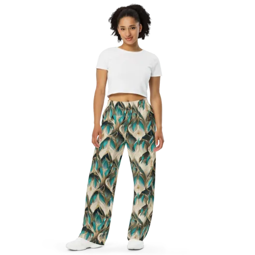 Peacock Botanica on a Wide-Leg Pants