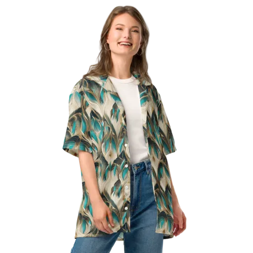 Peacock Botanica on a Button Shirt