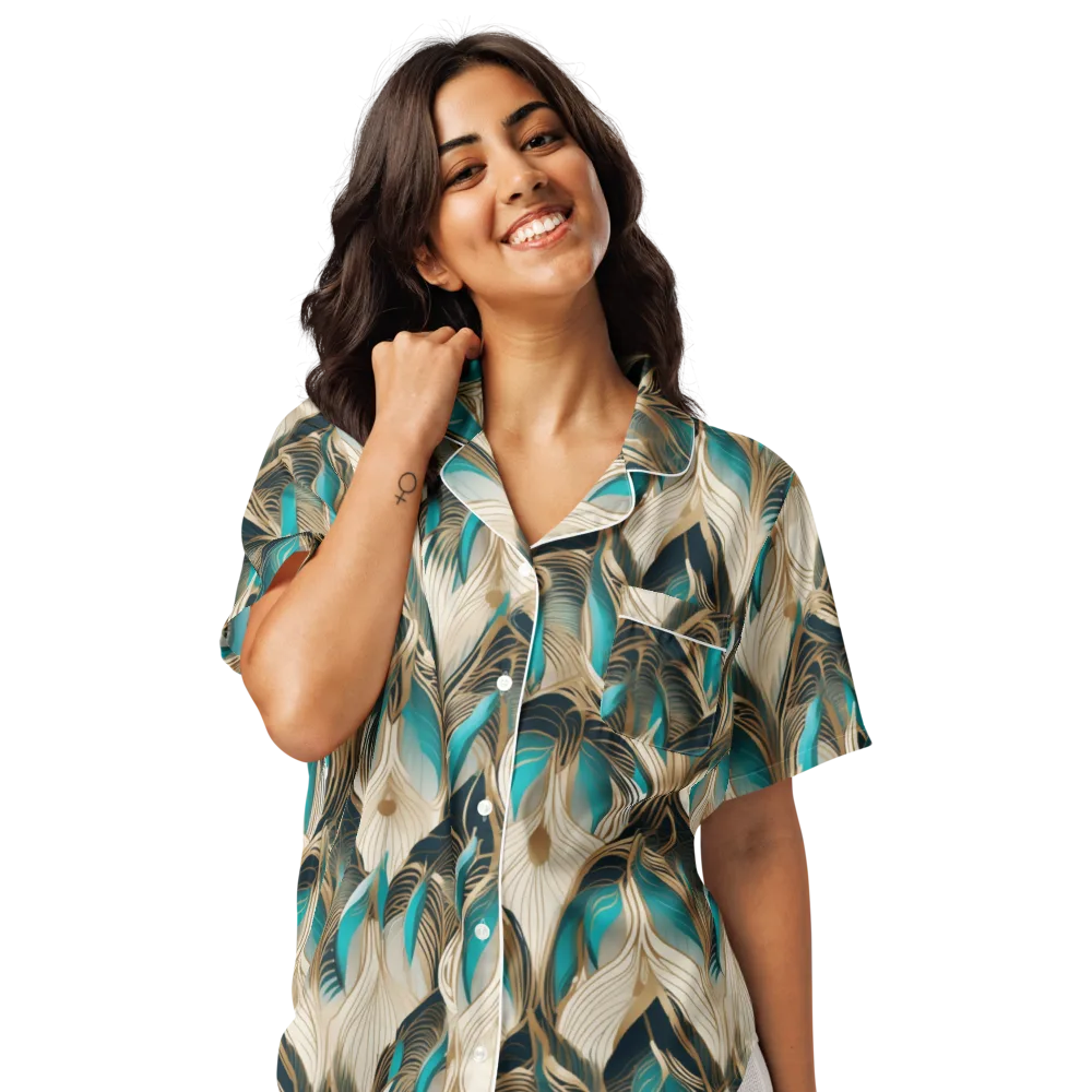 Peacock Botanica on Women's Short Sleeve Pajama Top — Front
