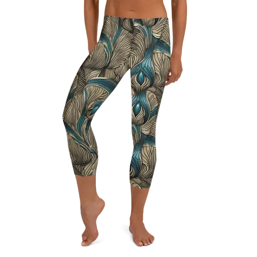 Turquoise Filigree on a Capri Leggings