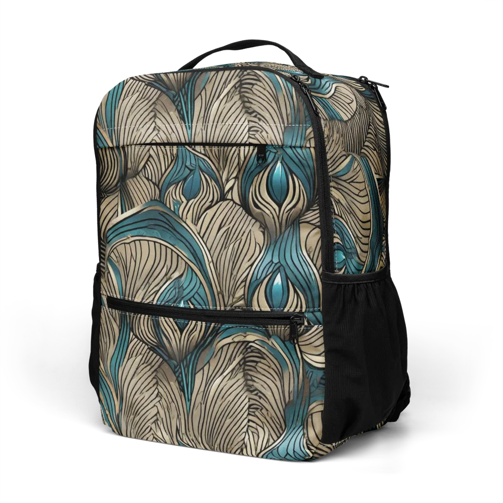 Turquoise Filigree on Utility Backpack — Left Front