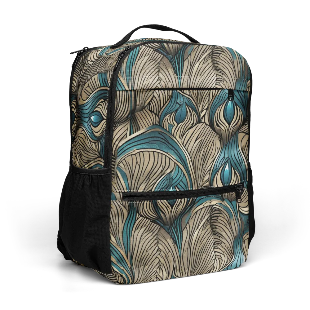 Turquoise Filigree on Utility Backpack — Right Front