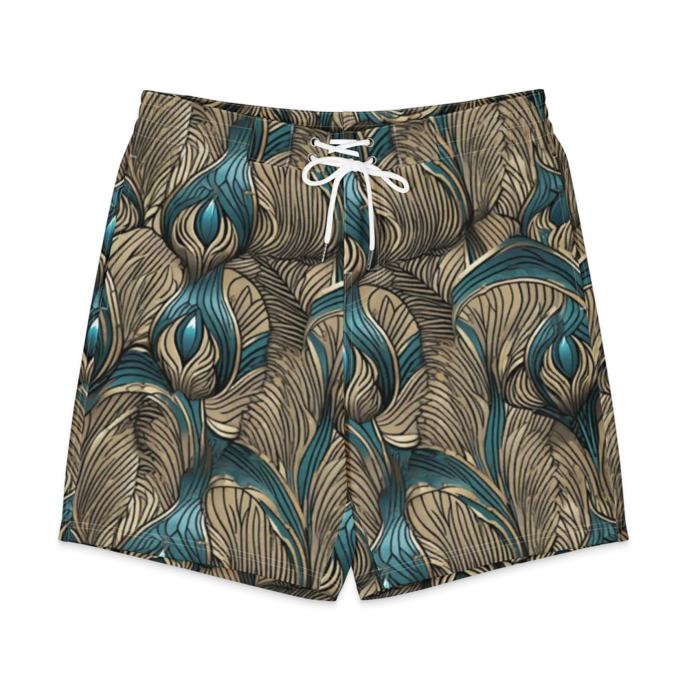 Turquoise Filigree on Men's Board Shorts — Front