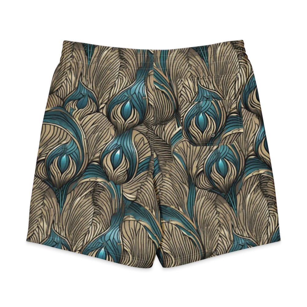 Turquoise Filigree on Men's Board Shorts — Back