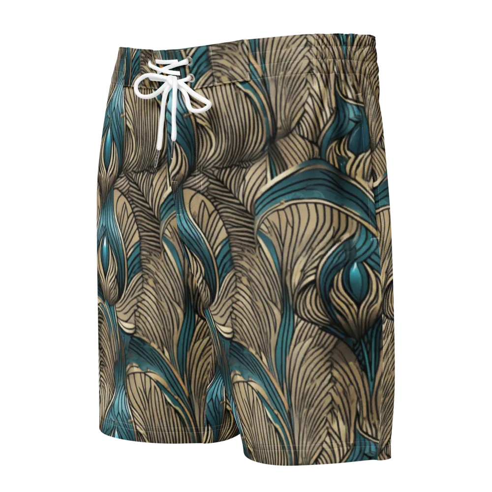Turquoise Filigree on Men's Board Shorts — Front
