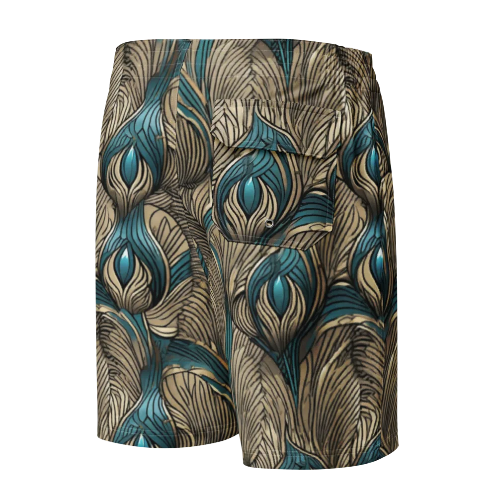 Turquoise Filigree on Men's Board Shorts — Back