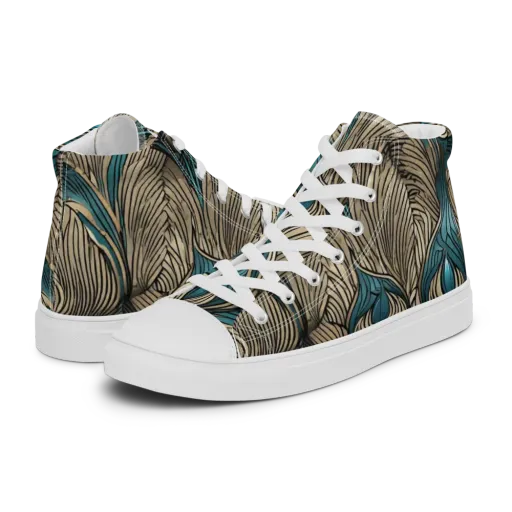 Turquoise Filigree on a Men's High Top Canvas Shoes