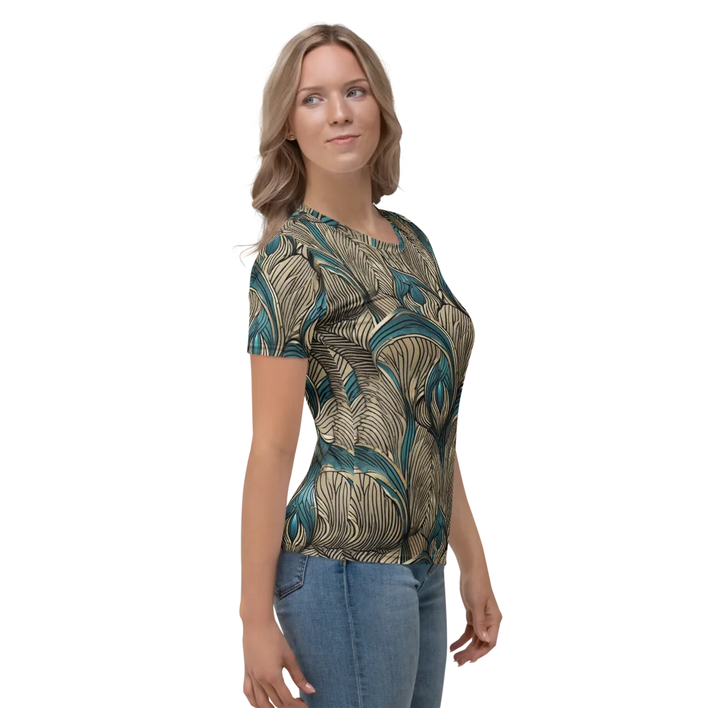 Turquoise Filigree on Women's Crew Neck T-Shirt — Right