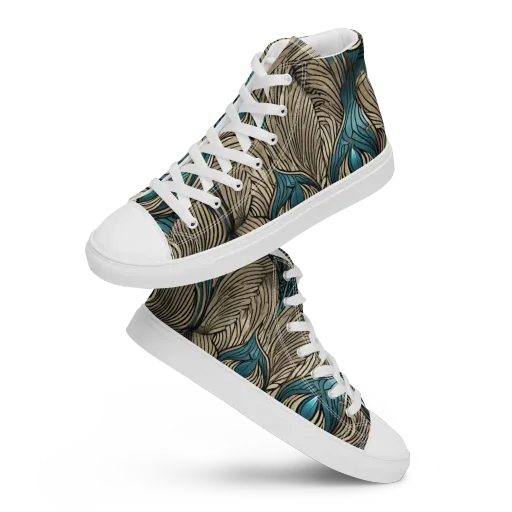 Turquoise Filigree on a Women's High Top Canvas Shoes
