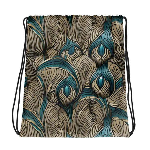 Turquoise Filigree on a Drawstring Bag