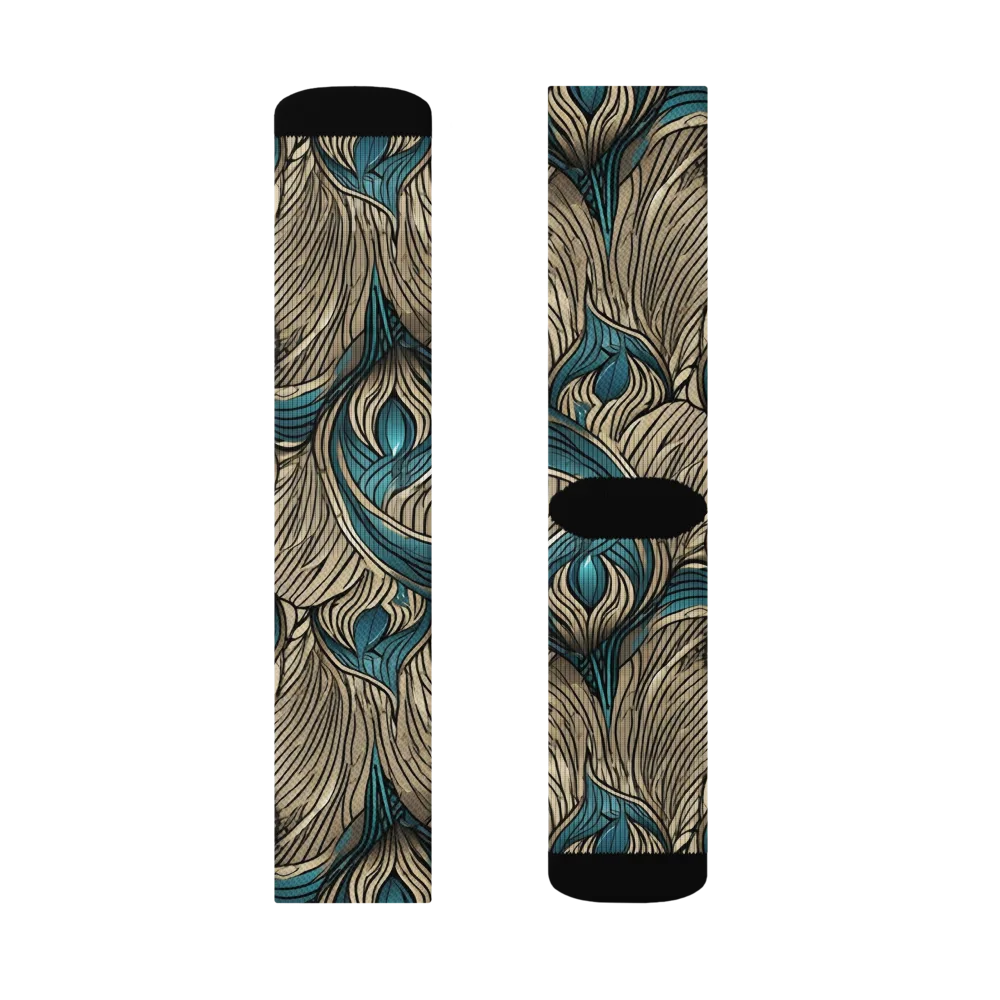 Turquoise Filigree on Socks — Left Sock