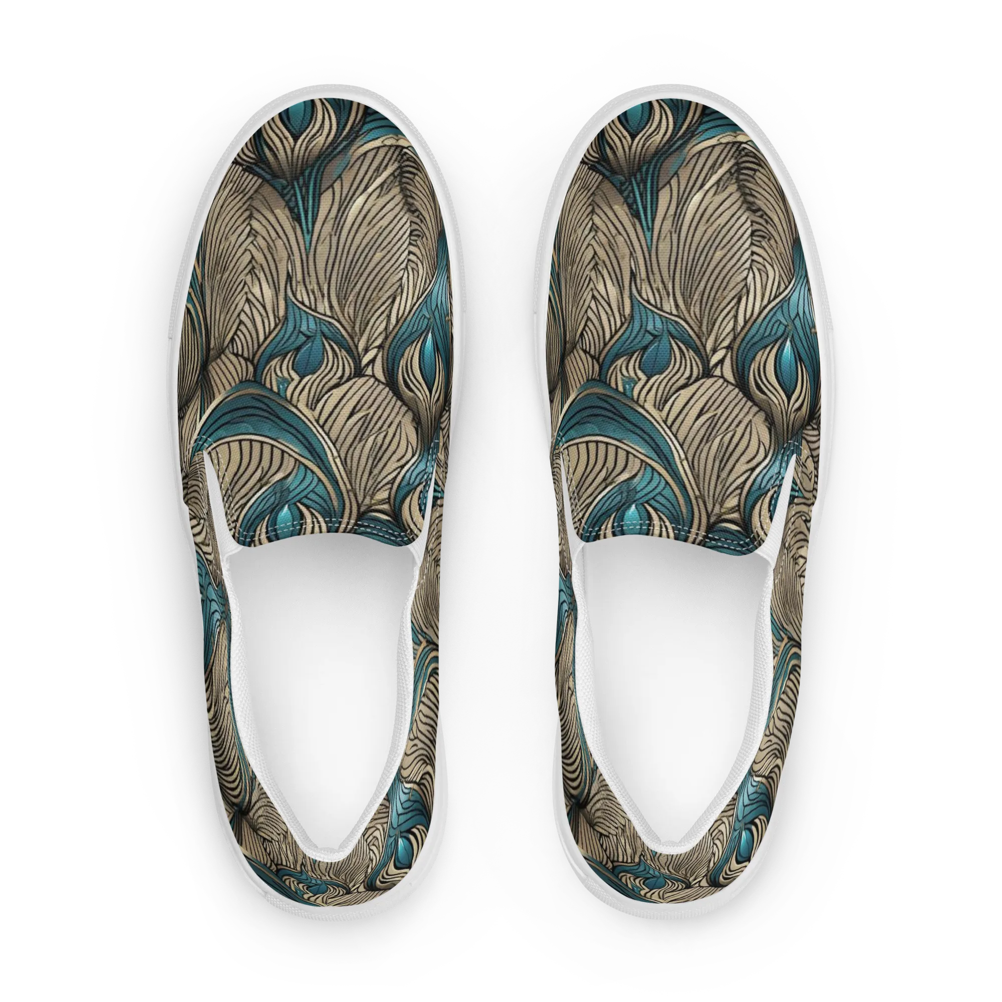 Turquoise Filigree on Women's Slip-On Canvas Shoes — Front