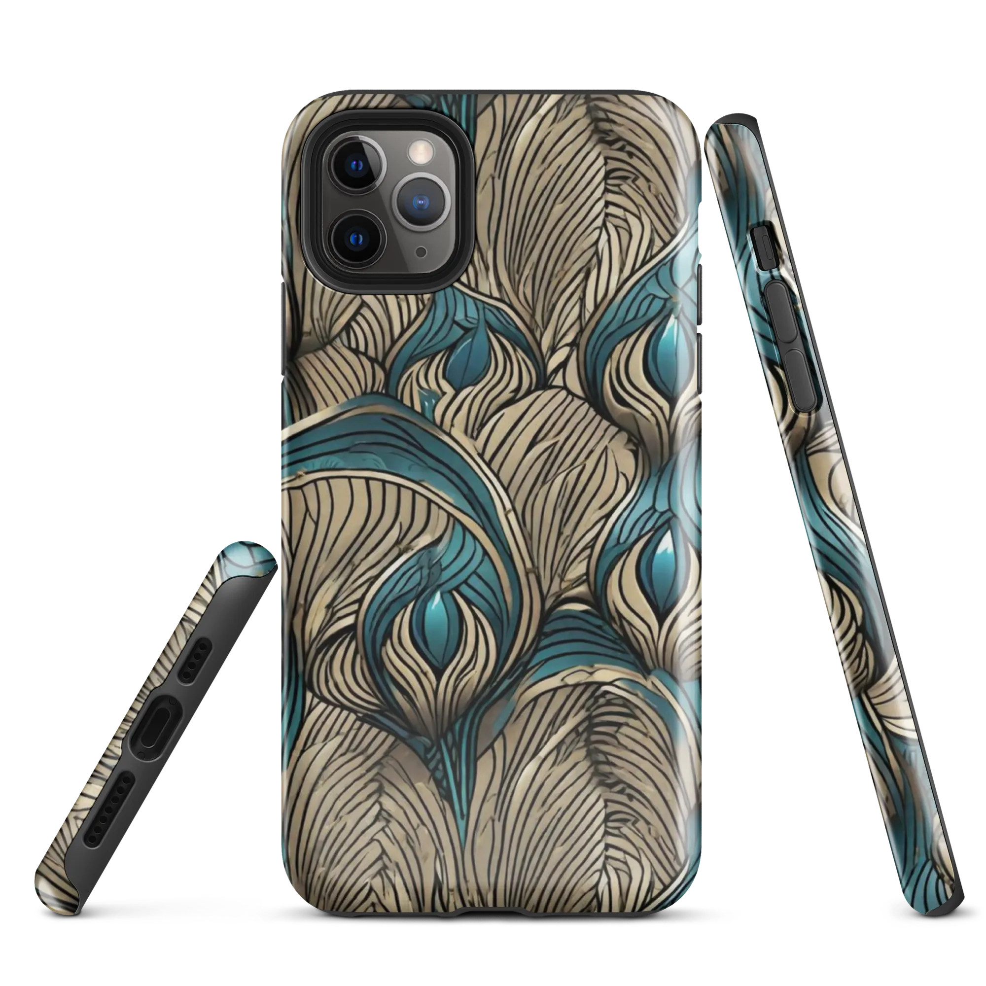 Turquoise Filigree on Tough Case for iPhone® — Front