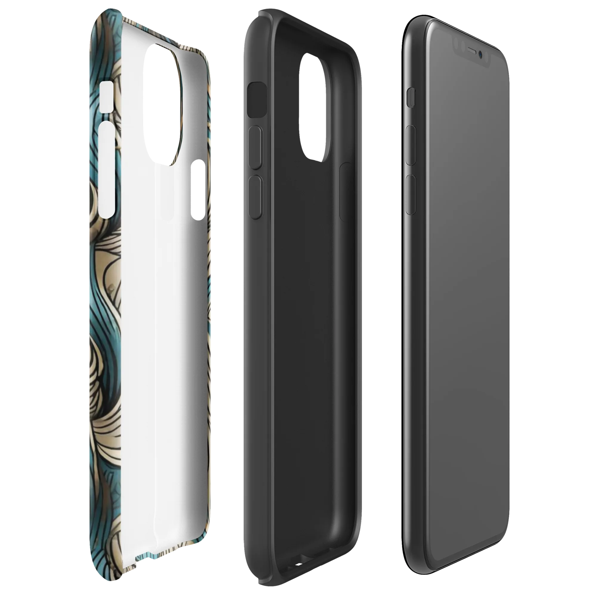 Turquoise Filigree on Tough Case for iPhone® — Right