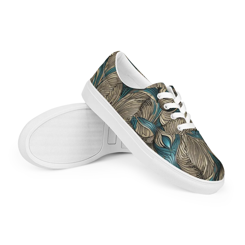 Turquoise Filigree on Men's Lace-Up Canvas Shoes — Right Front