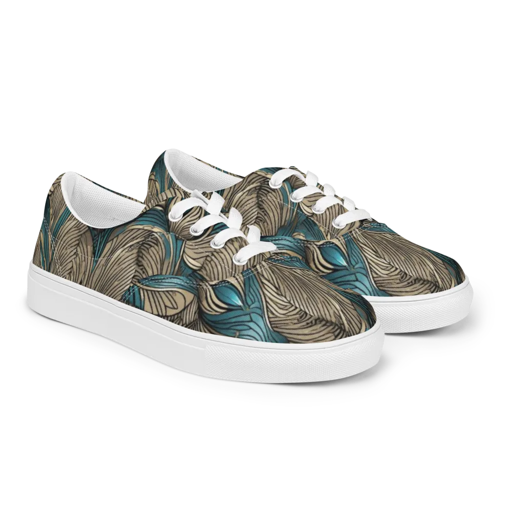 Turquoise Filigree on Men's Lace-Up Canvas Shoes — Right Front