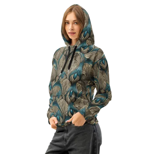 Turquoise Filigree on a Cotton Hoodie