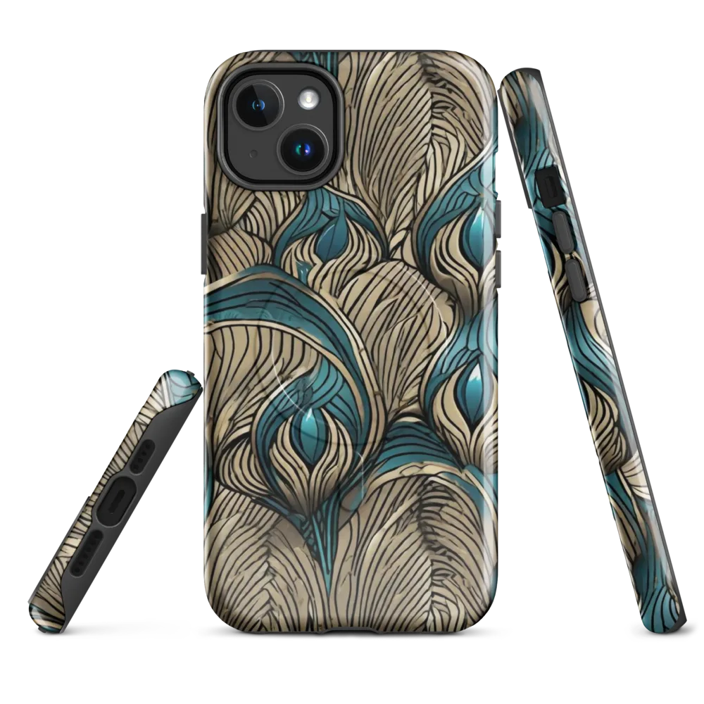Turquoise Filigree on MagSafe Tough Case for iPhone® — Front