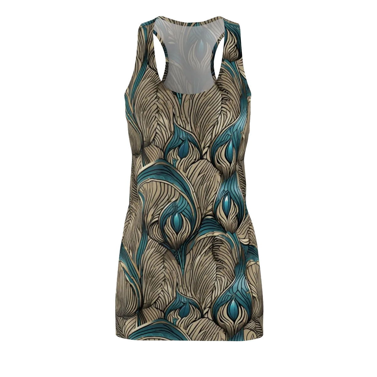 Turquoise Filigree on Racerback Dress — Front