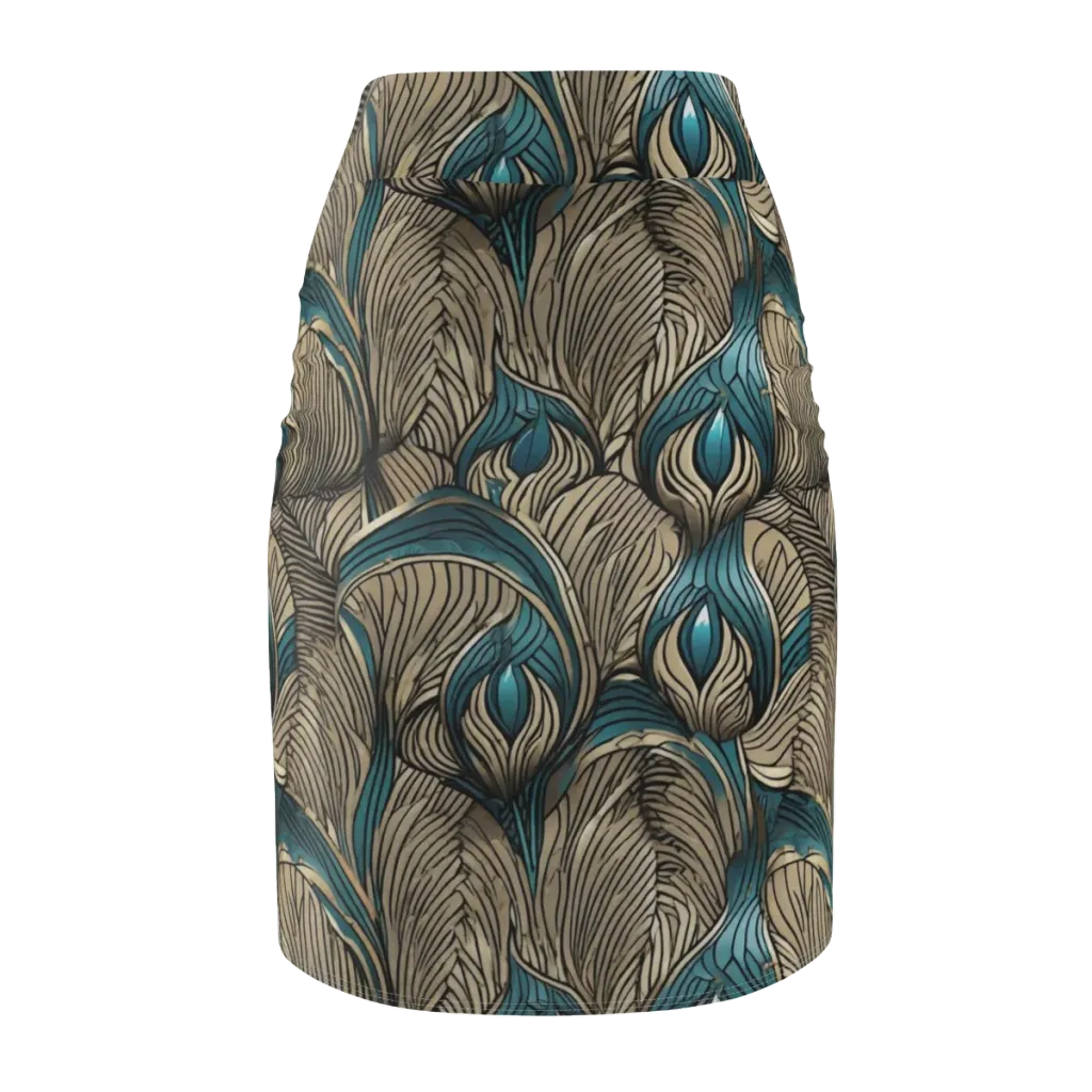 Turquoise Filigree on Pencil Skirt — Back