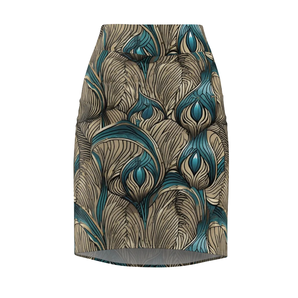 Turquoise Filigree on Pencil Skirt — Front