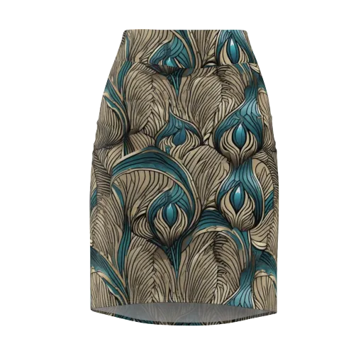 Turquoise Filigree on a Pencil Skirt