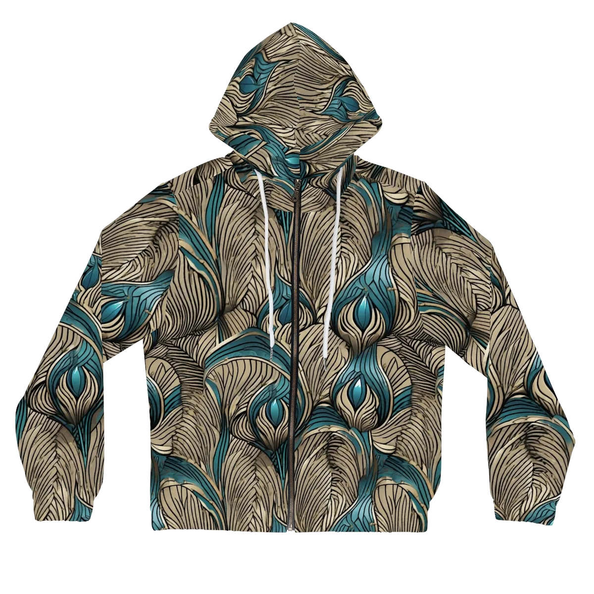 Turquoise Filigree on Women's Full-Zip Hoodie — Front