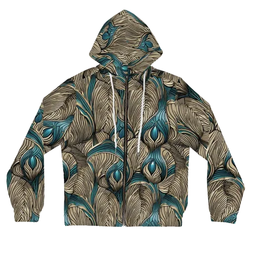Turquoise Filigree on a Women's Full-Zip Hoodie