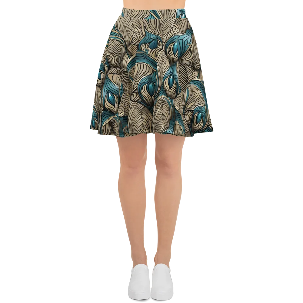 Turquoise Filigree on Skater Skirt — Front