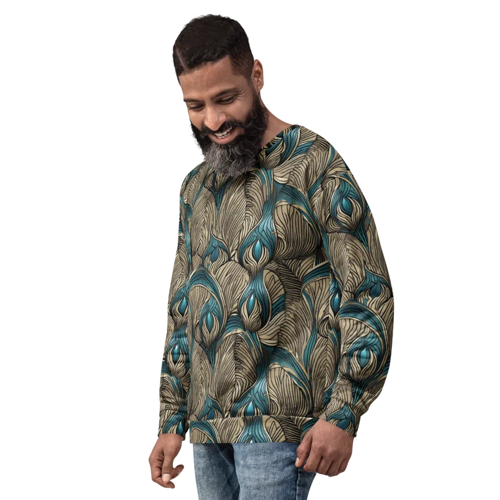 Turquoise Filigree on Sweatshirt — Left Front