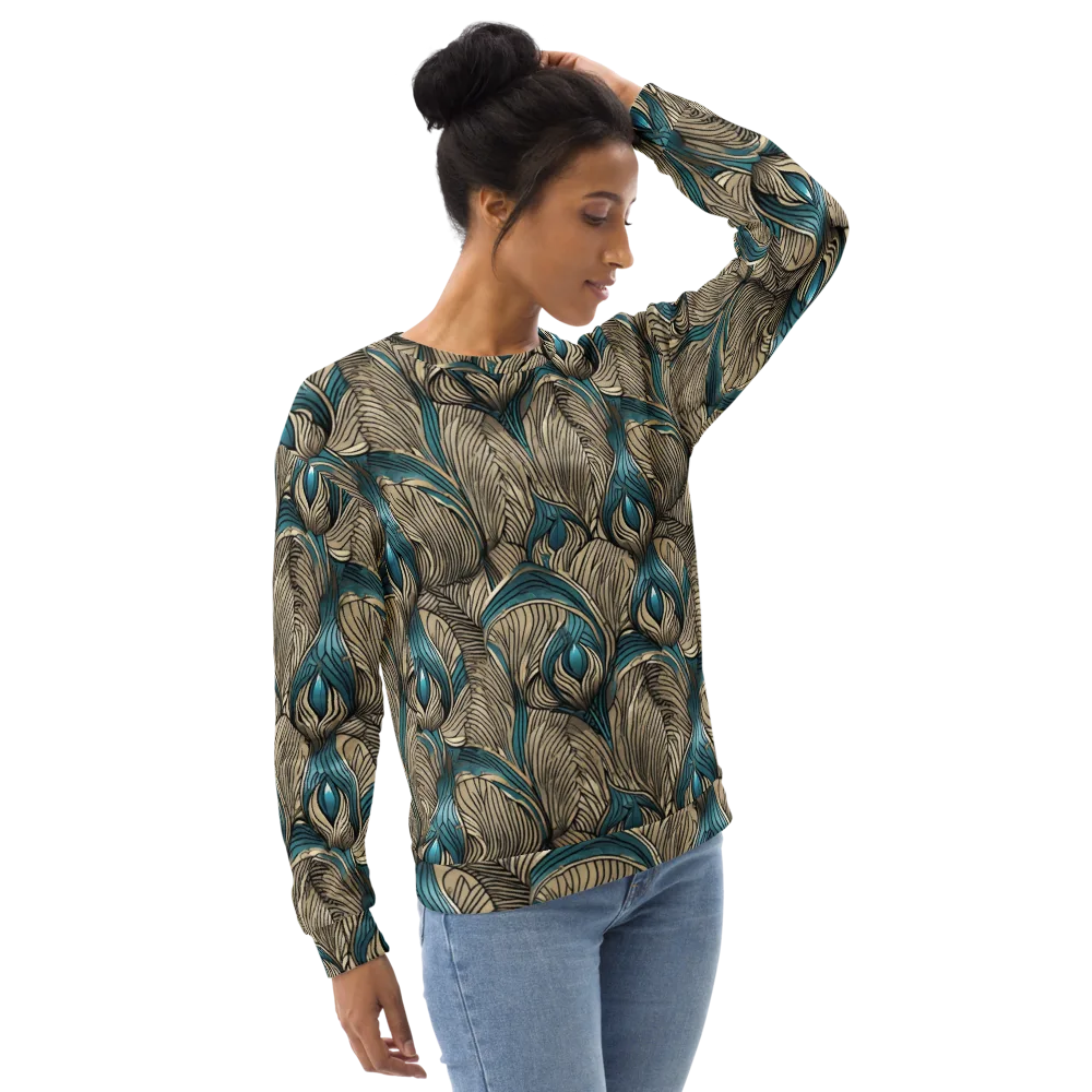 Turquoise Filigree on Sweatshirt — Right Front